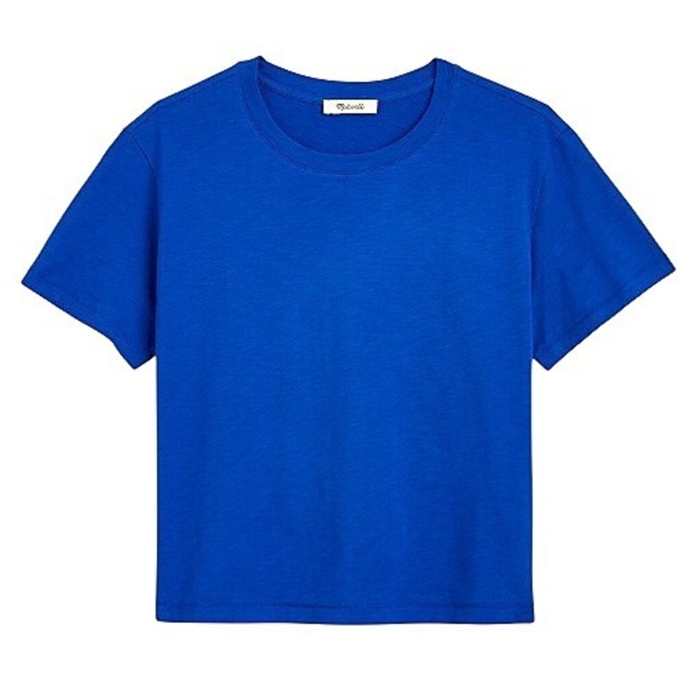 Madewell T-Shirt Womens XXS Blue Soft Pima Cotton Boxy Crop Tee Short Sleeve NWT